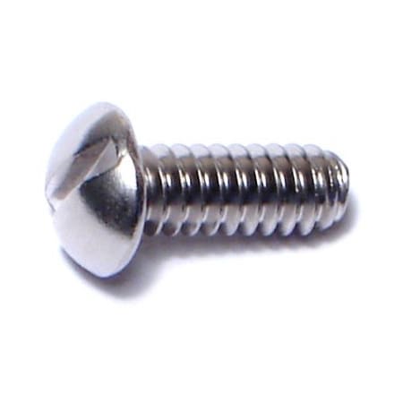 #10-32 X 1/2 In Slotted Round Machine Screw, Plain Stainless Steel, 100 PK